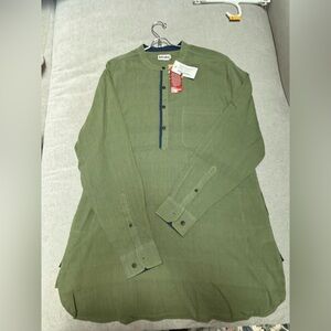 Fabindia Olive Green Kurta with Button Accents